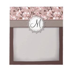 Cherry Blossoms with Lace Monogram Notepad