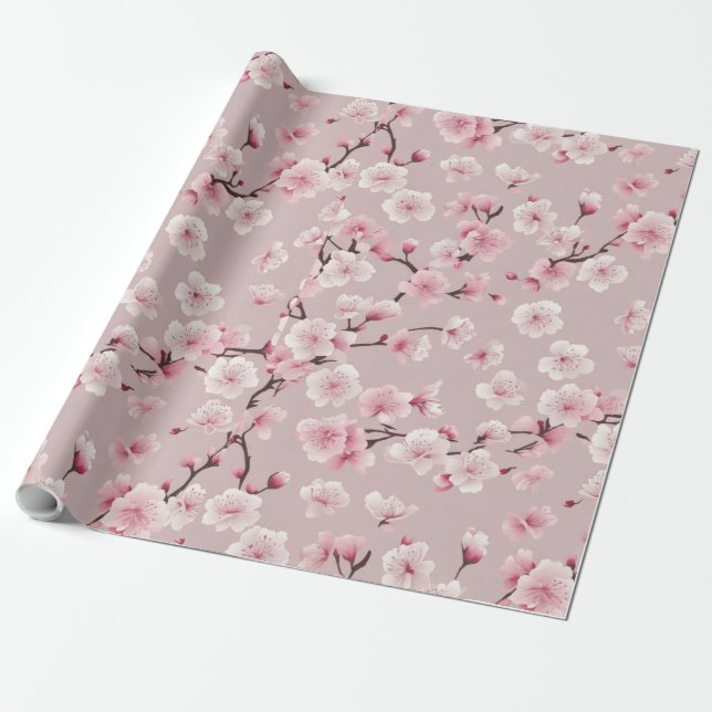 Cherry Blossoms Wrapping Paper (Unrolled)