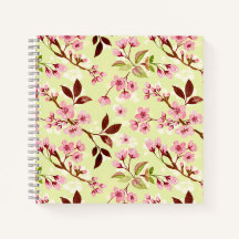 Cherry Blossoms Yellow Green Background