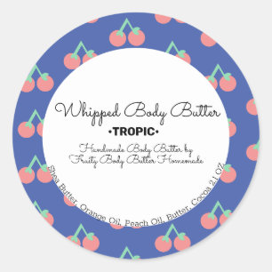 Cherry Body Butter Bath Branding Packaging Classic Round Sticker