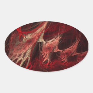 Cherry Bomb Abstract Fractal Art Oval Sticker