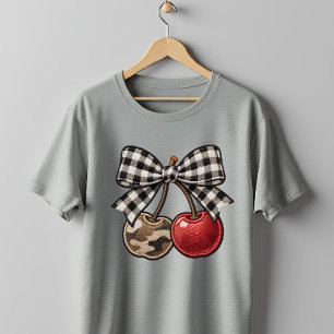 Cherry Bomb Camo & Plaid Faux-Embroidery T-Shirt
