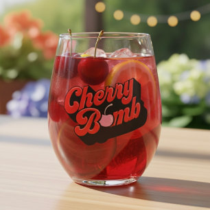 Cherry Bomb Stemless Wine Glass