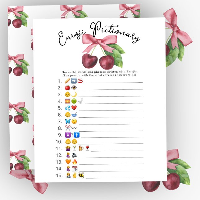 Cherry bow baby shower Emoji Pictionary game  (Creator Uploaded)