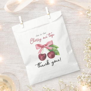 Cherry bow baby shower favour bag