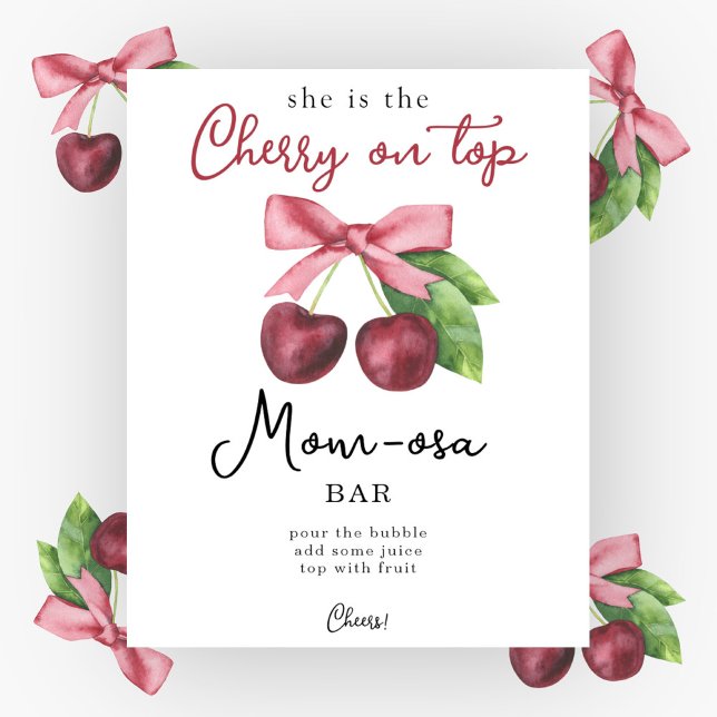 Cherry bow baby shower Momosa bar Poster (Creator Uploaded)