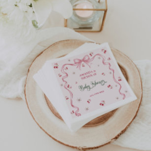 Cherry Bow Baby Shower  Napkin