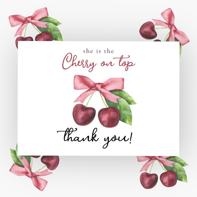 Cherry bow baby shower - Thank You Card (Creator Uploaded)