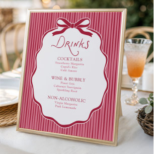 Cherry Bow Frame Drinks Poster