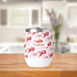 Cherry bow pink name<br><div class="desc">Red cherries with pink bow as pattern.  Personalise and add your name.</div>