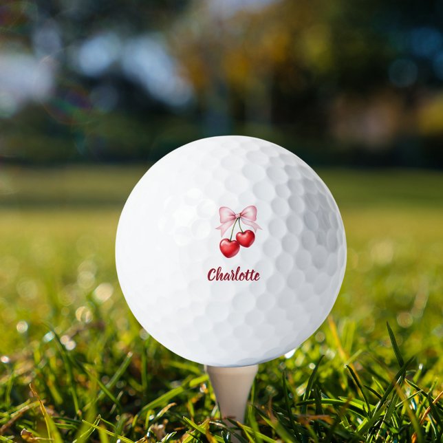 Cherry bow pink name golf balls (Creator Uploaded)