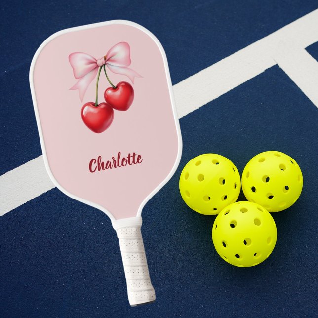 Cherry bow pink name pickleball paddle (Creator Uploaded)