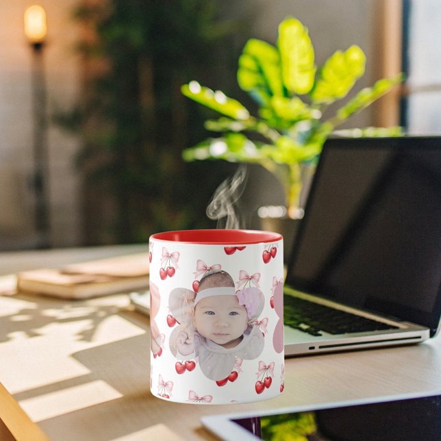 Cherry bow pink photo children mug (Creator Uploaded)