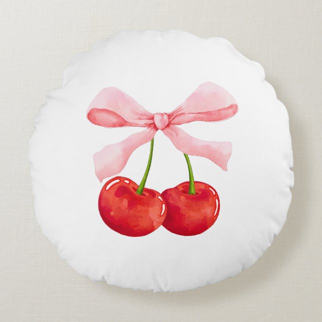 Cherry Bow Round Round Cushion (Front)