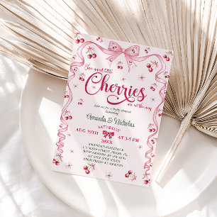 Cherry Bow Twin Girls Baby Shower Invitation