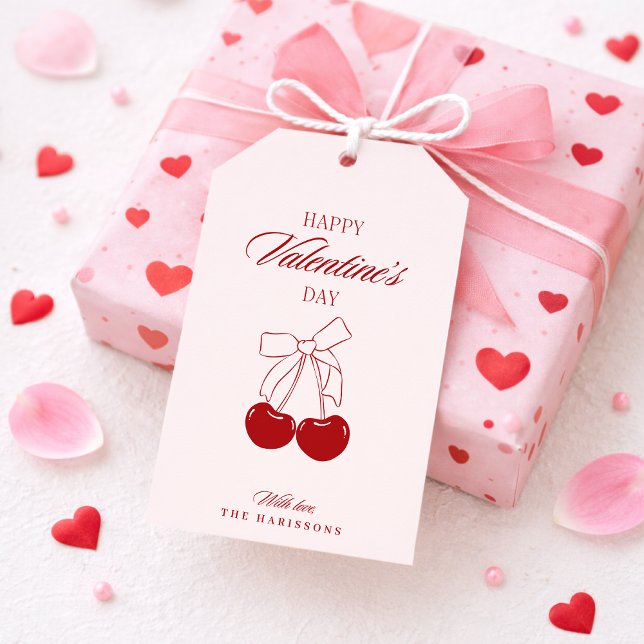 Cherry Bow Valentines Gift Tags (Creator Uploaded)