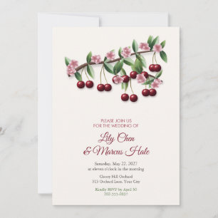 Cherry Branch and Blossom Spring Wedding Invite