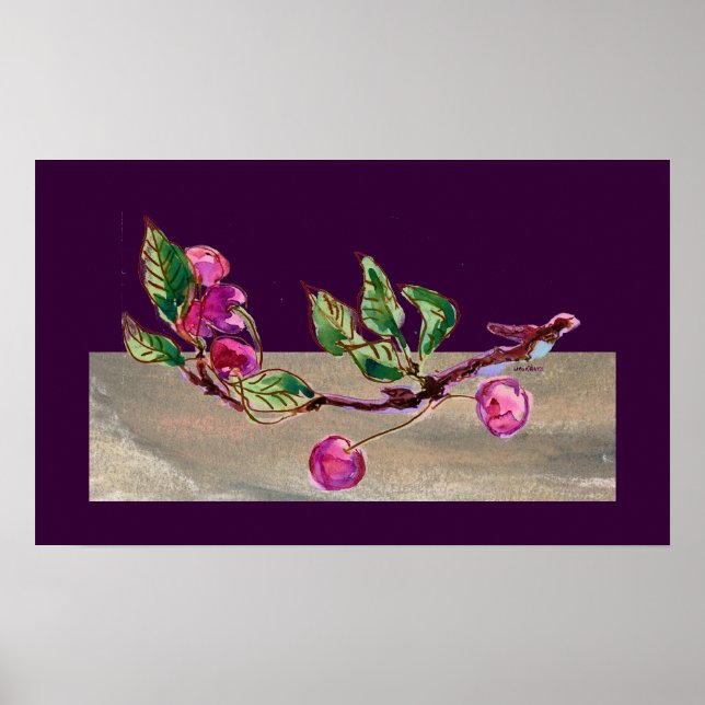 Cherry Branch on purple Poster (Front)