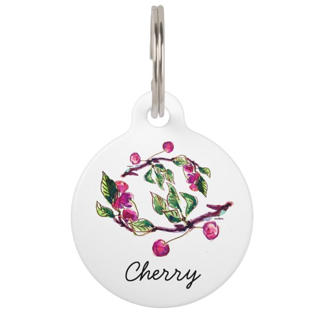 Cherry Branches and Berries Pet Tag (Front)