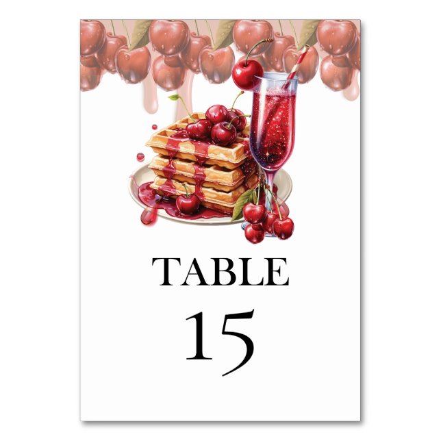 Cherry Bridal Shower Brunch Table Number (Front)