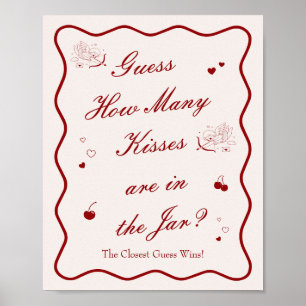 Cherry Bridal Shower Guess How Many Kisses Poster