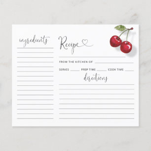 Cherry Bridal Shower Recipe Card