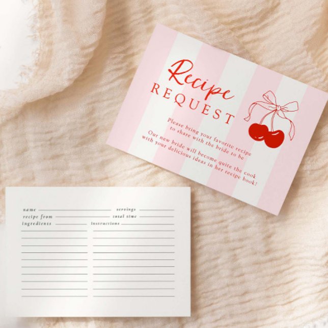 Cherry Bridal Shower Recipe Request Enclosure Card (Creator Uploaded)