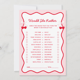 Cherry Bridal Shower Would She Rather Game Card