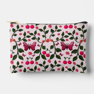 Cherry Butterfly Floral Seamless Pattern  Accessory Pouch
