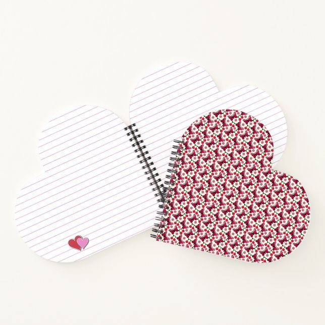 Cherry Butterfly Kawaii Seamless Pattern Notebook (Inside)