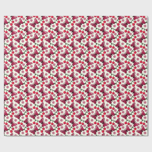 Cherry Butterfly Kawaii Seamless Pattern Wrapping Paper