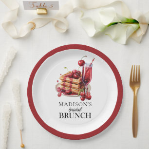 Cherry Celebration Bridal Brunch Custom Paper Plate