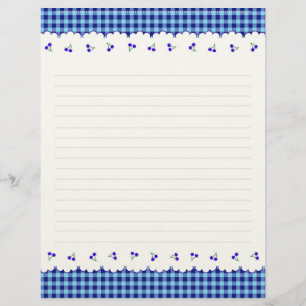 Cherry Check Blue Custom Letterhead