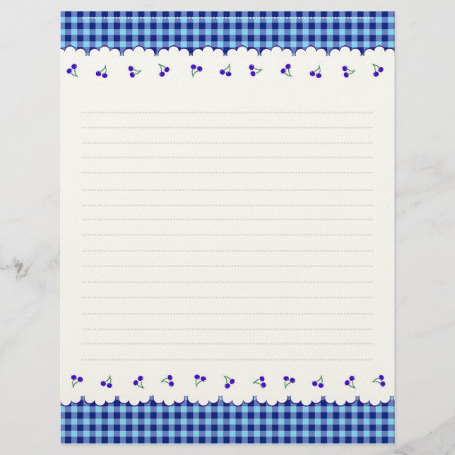 Cherry Check Blue Custom Letterhead (Front)