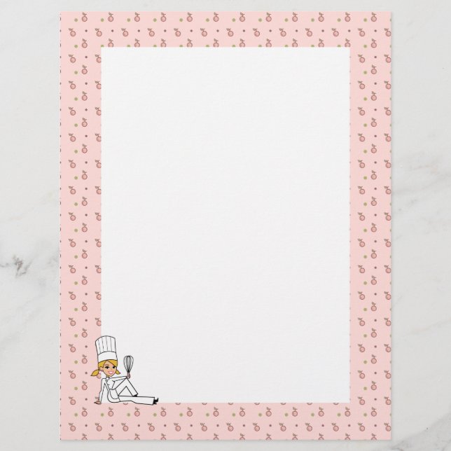 Cherry Chef Art Unlined Recipe Page (Front)