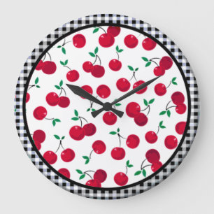 cherry chequered wall clock