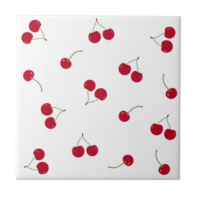 Cherry Cherries Ceramic Tile (Front)
