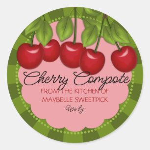 cherry cherries fruit canning personalised classic round sticker