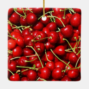 Cherry Cherries Red Ceramic Ornament
