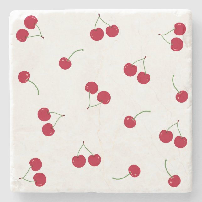 Cherry Cherries Stone Coaster (Front)