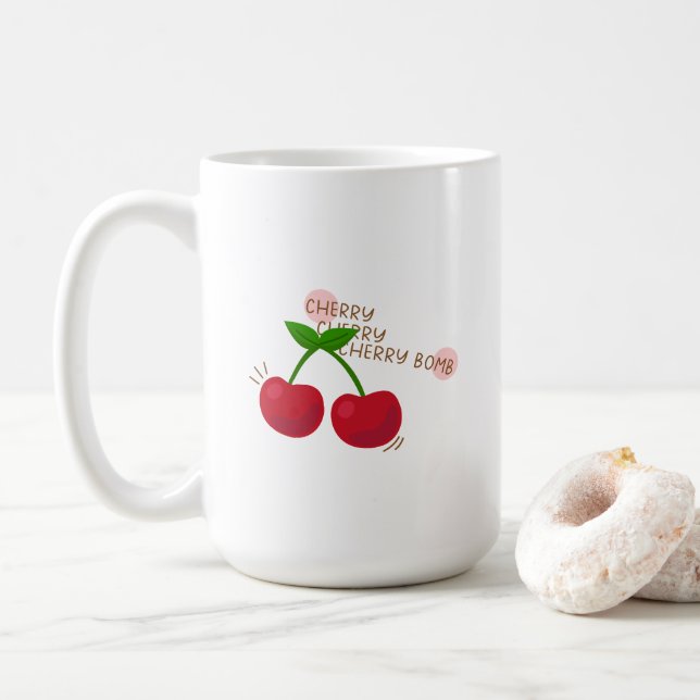 Cherry Cherry Cherry Bomb Coffee Mug (With Donut)