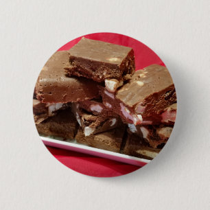 Cherry Chocolate Marshmallow Fudge On A Plate 6 Cm Round Badge