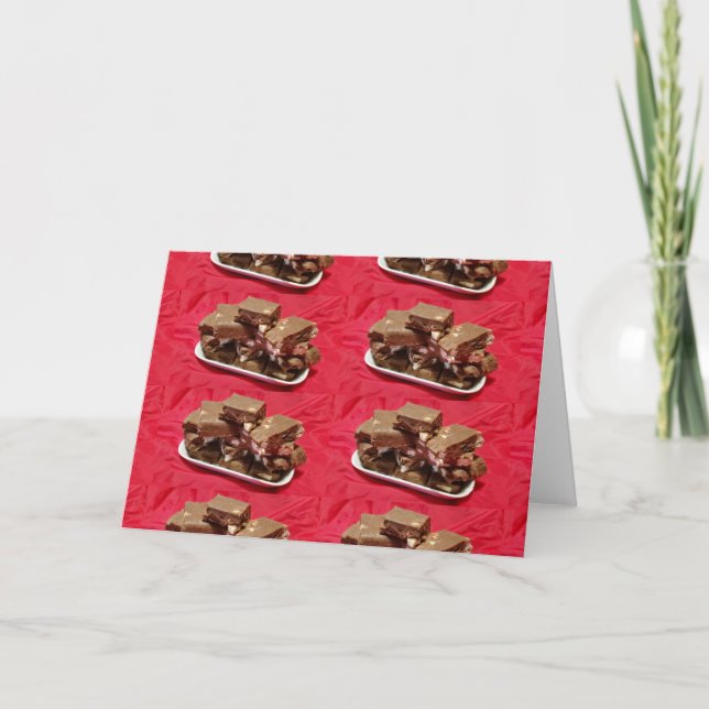 Cherry Chocolate Marshmallow Fudge On A Plate Card (Front)