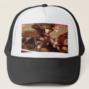 Cherry Chocolate Marshmallow Fudge On A Plate Trucker Hat