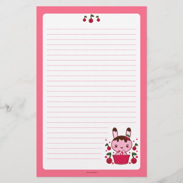 Cherry Chocolate Truffle Bunny Stationery (Front)