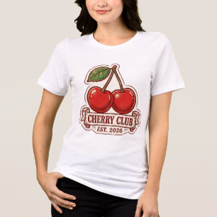 Cherry Club Est 2026 Vintage Retro Fruit Aesthetic Tri-Blend Shirt