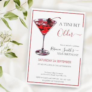 Cherry cocktail A tini bit Older, any age birthday Invitation