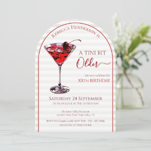 Cherry cocktail A tini bit Older, any age birthday Invitation