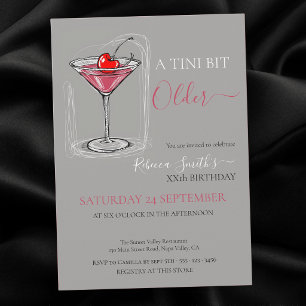 Cherry cocktail A tini bit Older doodle birthday Invitation