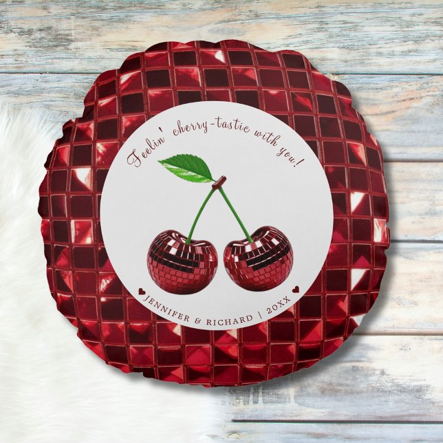 Cherry Coded Valentine's Day Round Custom  Round Cushion (Cherry Coded Valentine's Day Round Custom Round Pillow)